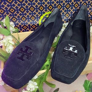 Tory Burch Size 9 Black Suede Leather Flats